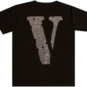 Black Vlone Tee with Studded 'V' Design